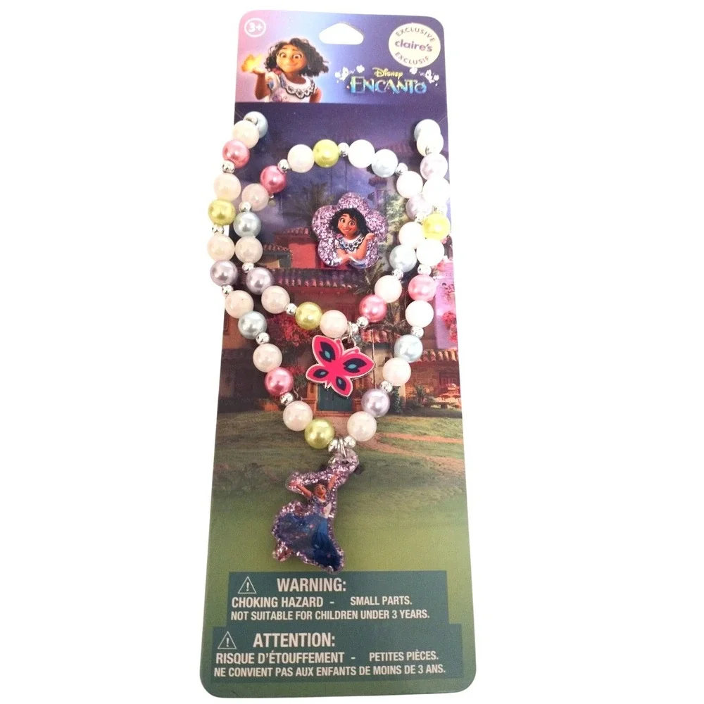 Disney Claire's Encanto Mirabel Jewelry Set Necklace Bracelet Ring Pastel Pearl
